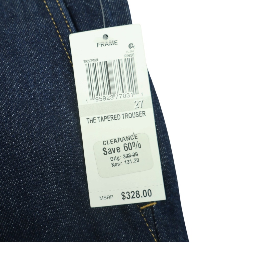 FRAME The Tapered Trouser Jeans 27 NWT Dark Rinse Pleated Wide Leg Denim - Picture 4 of 7